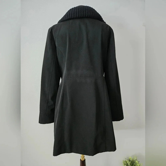 ANNE KLEIN midweight black trench with ribbed sweater collar and cuffs. Size M - Picture 6 of 16